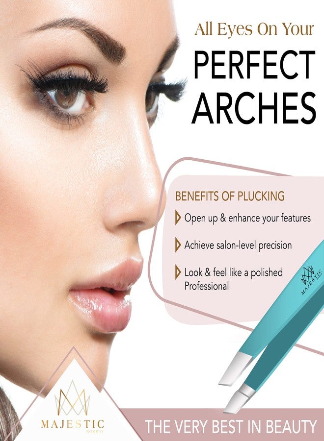 Majestic Bombay Fine Point + Slant Tweezers for Women and Men - Splinter Ticks, Facial, Brow and Ingrown Hair Removal-Sharp, Needle Nose, Surgical Tweezers Precision best tweezers for chin hair - Image 2