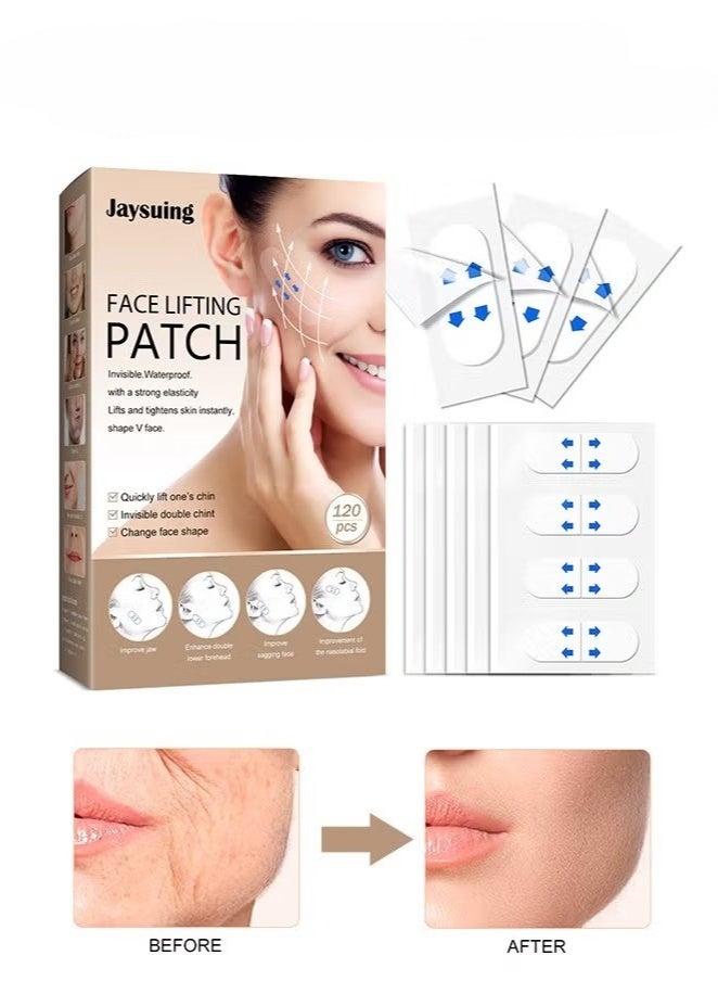 إسكدنيا 120 Pcs Face Lifting Patch, Invisible Stretchable Facial Tape, for Double Chin Eyes Skin Facial Wrinkles Double Chin - Image 1