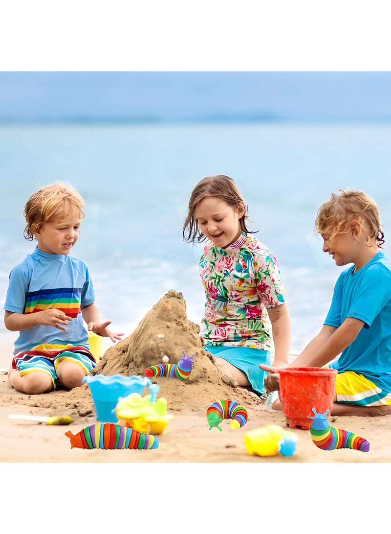 MAGIC VAULT 4 عبوات من ألعاب الفيدجيت الحسية على شكل حلزون قوس قزح، ألعاب حسية لتخفيف التوتر للأطفال المصابين بالتوحد، ألعاب حسية مضادة للقلق على شكل حلزون للأطفال الصغار - Image 3