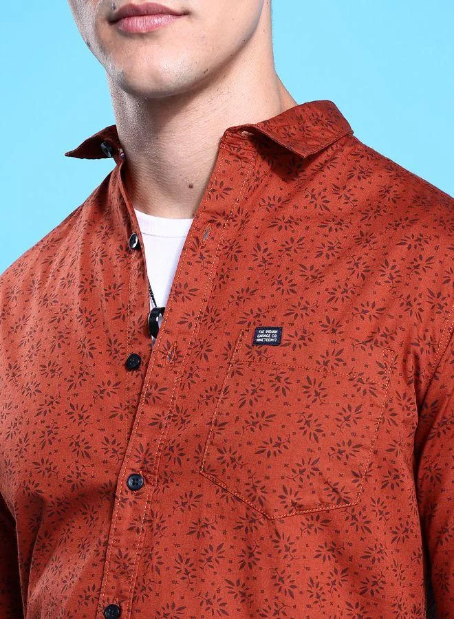 The Indian Garage Co Men Slim Fit Abstract Printed Full Sleeves Spread Collar Casual Shirt