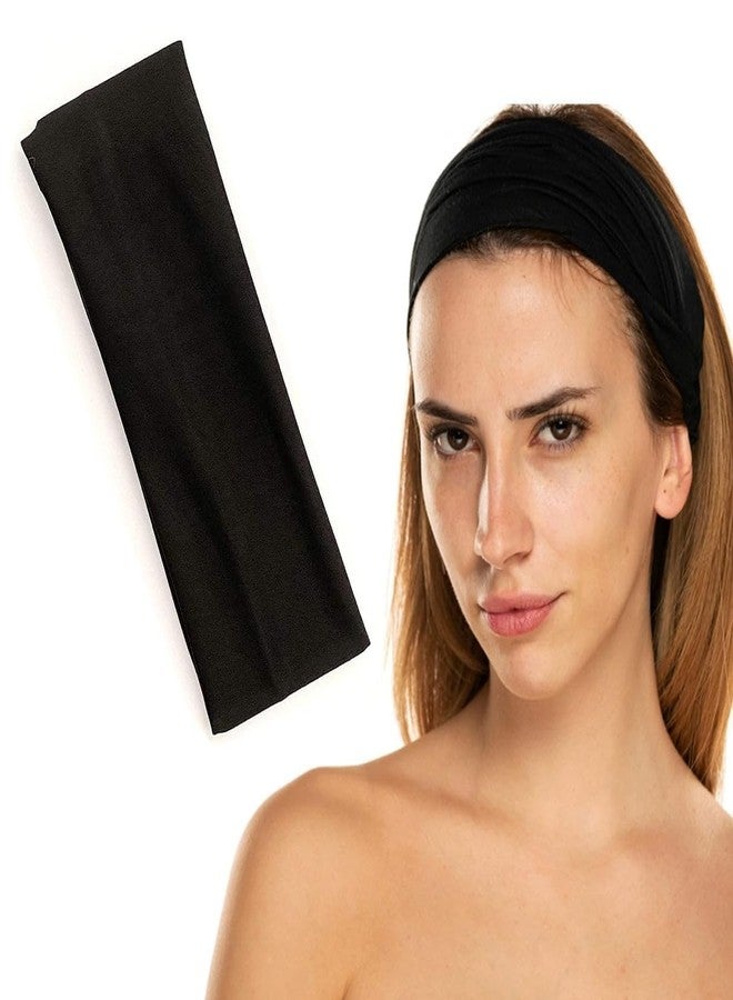 جلاميو عصابة رأس مرنة قابلة للتعديل من Glamyou للنساء والفتيات والأطفال والأولاد والرجال والمراهقين، مناسبة للرياضة، والعناية بالبشرة، والمكياج، واليوغا، والتنظيف، والرياضة، والمنتجعات الصحية، والتمارين الرياضية، والجري، والاستخدام اليومي، عبوة من قطعتين، لون أسود - Image 4