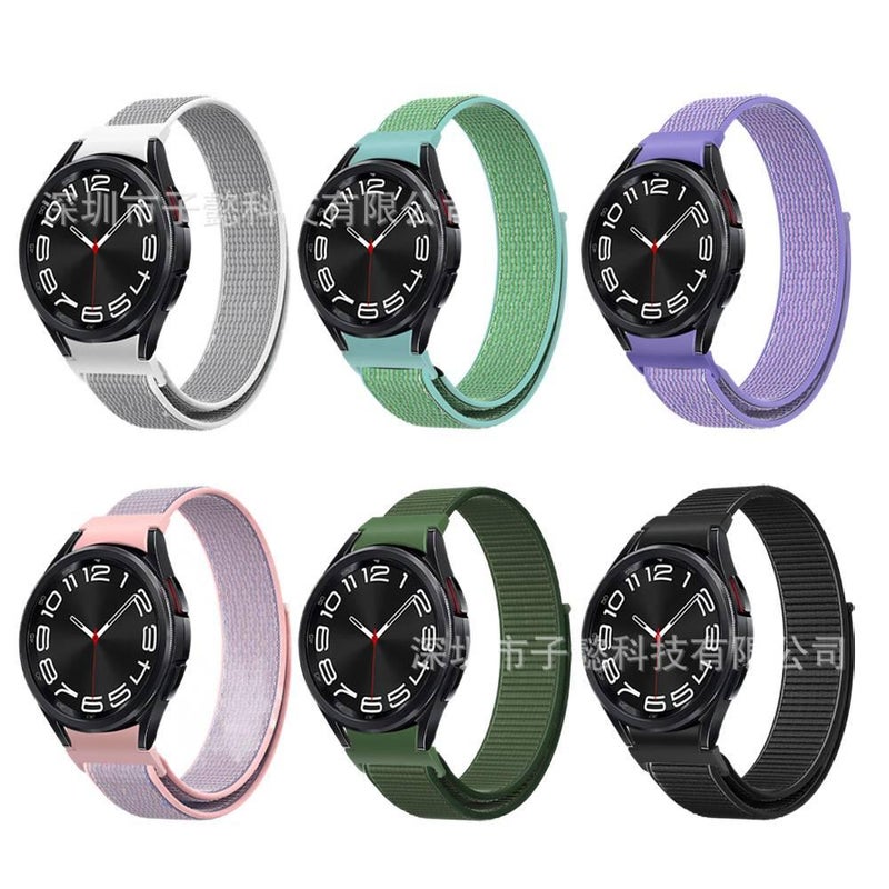 سوار ساعة ذكية سوار نايلون حلقي متوافق باللون وردي قابل للتعديل مع Samsung Galaxy Watch 6 بملاءمة قابلة للتعديل وحزام بديل - Image 2