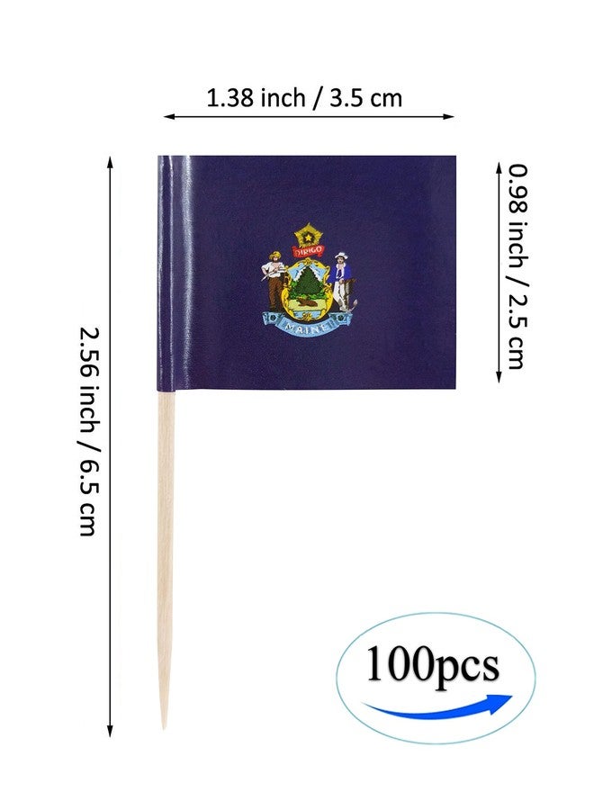 QQSD Maine Toothpick Flag Small Mini Cupcake Topper Flags, 100 pcs - Image 4