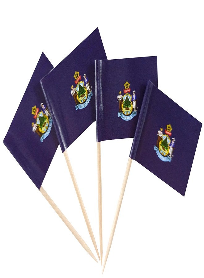 QQSD Maine Toothpick Flag Small Mini Cupcake Topper Flags, 100 pcs - Image 1