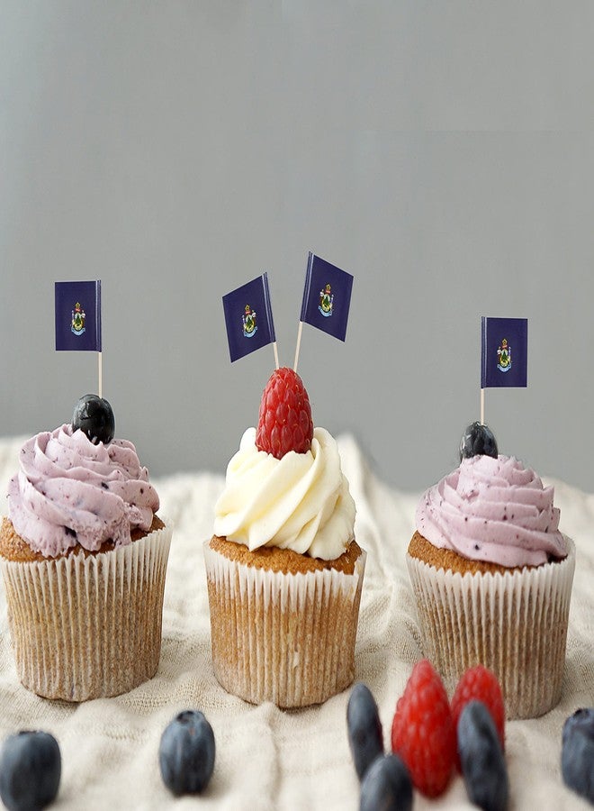 QQSD Maine Toothpick Flag Small Mini Cupcake Topper Flags, 100 pcs - Image 3