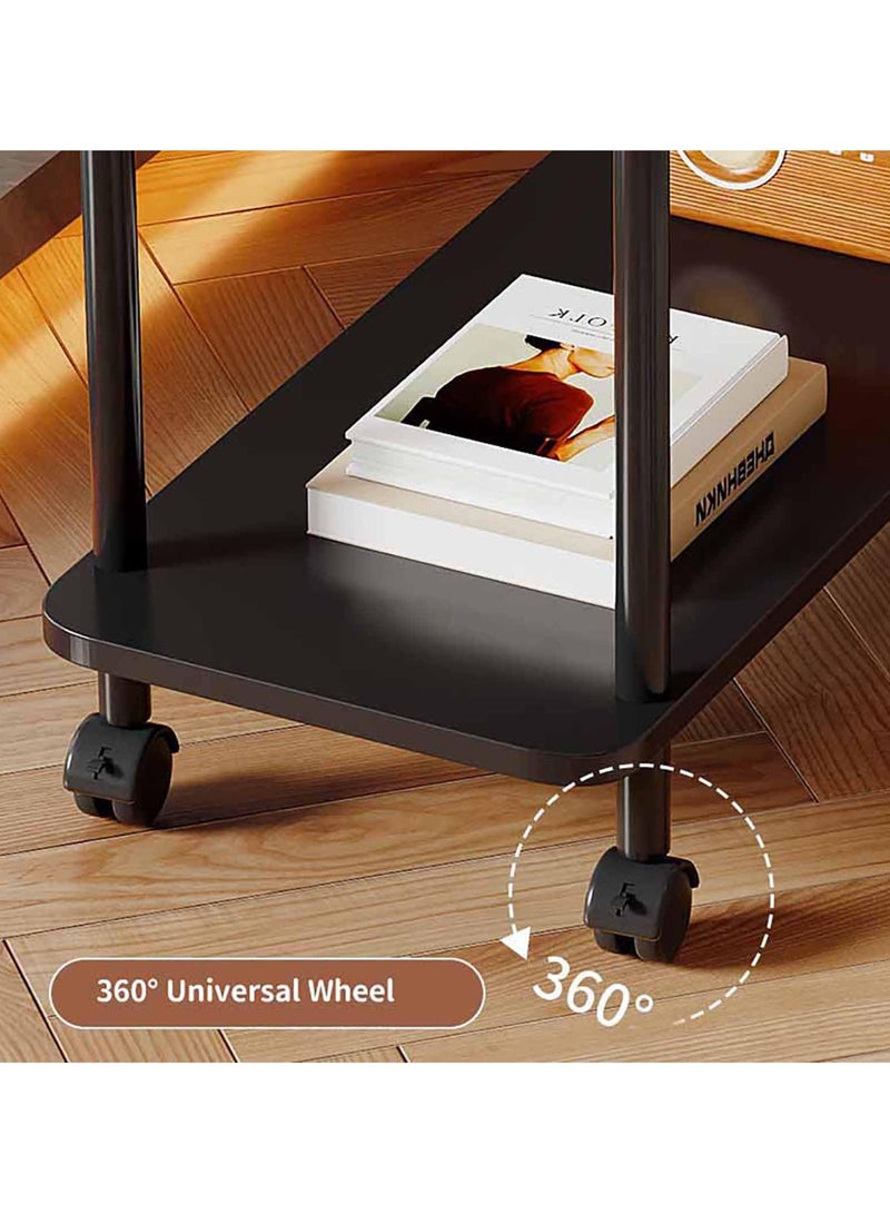 والالا طاولة جانبية حديثة من الزجاج للأريكة، طاولة جانبية صغيرة متنقلة، طاولة جانبية لغرفة المعيشة، طاولة جانبية من طبقتين بإطار معدني لغرفة المعيشة، غرفة النوم، المساحات الصغيرة، 40 × 40 × 58 سم - Image 4