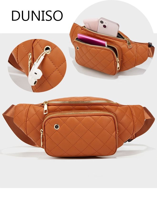 DUNISO Waist Bag for Women Fashion Waist Pack Belt Bag with Zipper Pockets Adjustable Belt Waist Bag for Sports Festival Traveling Running Cycling Hiking Camping  - Image 1