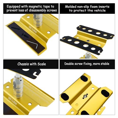 RC Lelut RC Car Stand RC Repair Stand 360 Degree Rotation Lift or Lower for Traxxas Arrma Redcat Axial RC4WD HSP Losi 18 110 112 116 Scale RC Crawler Car Truck Buggies Gold - Image 5