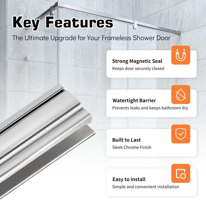 SUKABU 3" Shower Door Magnet Latch Replacement (with Metal Strike and Magnet),for 1/8â€œ, 5/32â€, 3/16â€œ, and 1/4â€ Thick Swing Glass Shower Doors Handles - Image 2