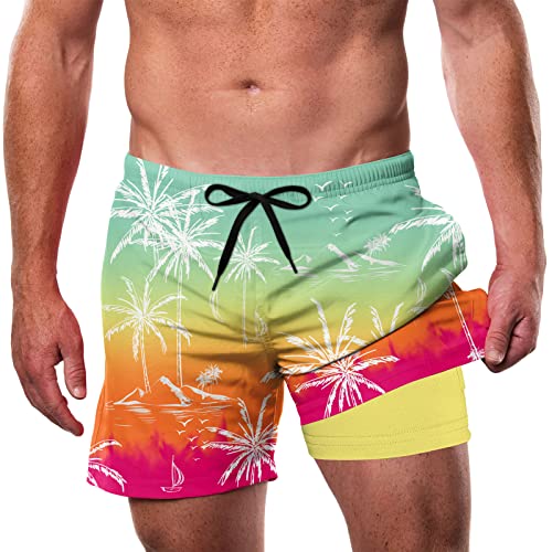 Cozople Mens Swim Trunks with Compression Liner Big and Tall Swim Trunks for Men Quick Dry Lightweight with Pockets Swimming Shorts for Men 5.5" Inseam - Image 4