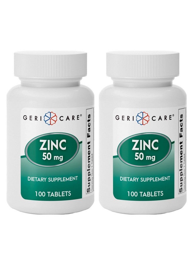 GeriCare Zinc Sulfate Tablets 50mg by Geri-Care | Dietary Supplement | 100 Count Bottle, 2-Pack - Image 1