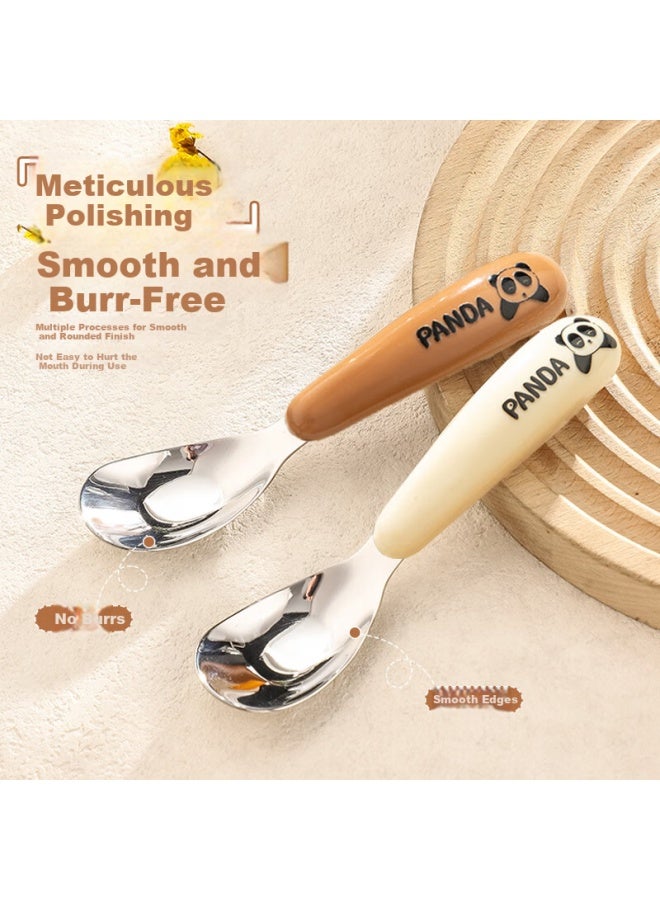 Caizhi 316 Stainless Steel Children's Spoon Yuanbao Spoon Baby Food Spoon Eating Soup Spoon Children's Tableware Panda 2-pack Cz6266 - Image 4