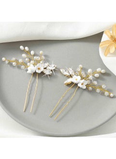 Latious Latious Flower Bride Wedding Hair Pins Gold Crystal Hair Piece Bridal Hair Clips Prom Hair Accessories for Women and Girls Pack of 2 Gold 