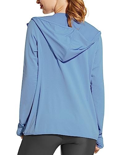 baleaf Women's Zip Up Sun Shirts SPF UPF 50+ Hoodie Jackets Hiking Thumb Holes Lightweight Quick Dry Outdoor Blue L - Image 2