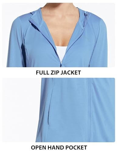 baleaf Women's Zip Up Sun Shirts SPF UPF 50+ Hoodie Jackets Hiking Thumb Holes Lightweight Quick Dry Outdoor Blue L - Image 4