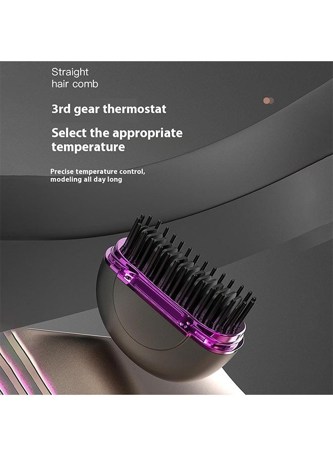 فرشاة مصغرة مصممة للشعر المحمولة, ثلاثة سرعة التحكم في درجة الحرارة, مصممة لاسلكية قابلة لإعادة الشحن للشعر المستقيم والشعر المجعد, مشط اللحية الكهربائية للمنزل, السفر, السكن - Image 2
