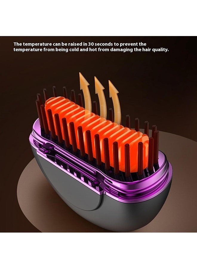 فرشاة مصغرة مصممة للشعر المحمولة, ثلاثة سرعة التحكم في درجة الحرارة, مصممة لاسلكية قابلة لإعادة الشحن للشعر المستقيم والشعر المجعد, مشط اللحية الكهربائية للمنزل, السفر, السكن - Image 4