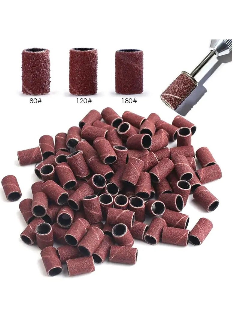 يوكانبي مجموعة 100 قطعة من حلقات صنفرة الأظافر – بدرجات خشونة متنوعة 80#/120#/180# لجهاز برد الأظافر الكهربائي - Image 1