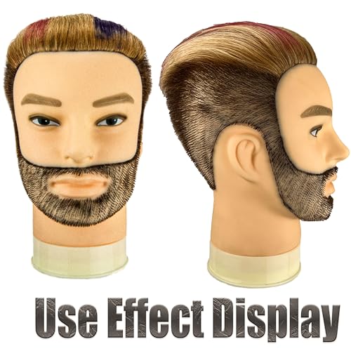 simnient Male Mannequin Head with Beard 100 Real Human Hair Haircut Training Head for Cosmetology Straight Thick Hair Manikin Head Doll Head with Stand Practice Cutting StylingBarber ShopCosmetology School - Image 3