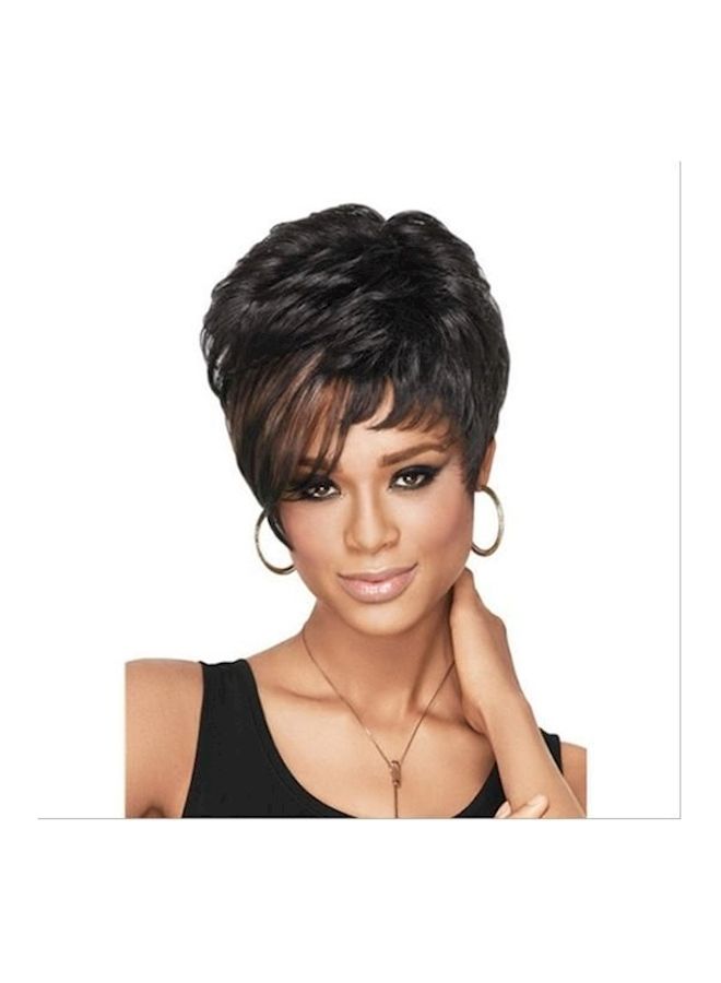 NIBEMINENT Short Fluffy Straight Hair Wig Black - Image 1
