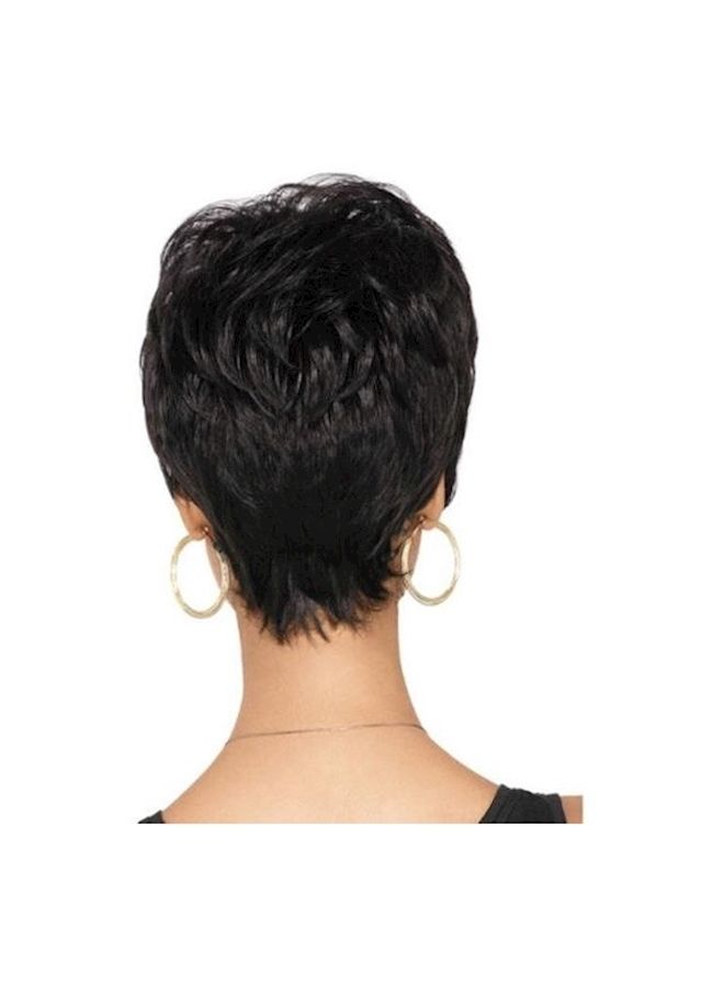 NIBEMINENT Short Fluffy Straight Hair Wig Black - Image 3