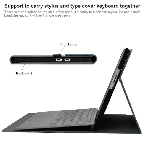 Megoo Surface Pro 9 Case for Microsoft Surface Pro 11/10/9 13", Multiple Angle Adjustment Folio Case Cover with Stylus Pen Holder Compatible with Type Cover Keyboard (Light Blue) - Image 5