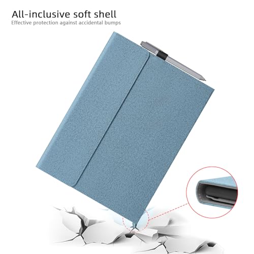 Megoo Surface Pro 9 Case for Microsoft Surface Pro 11/10/9 13", Multiple Angle Adjustment Folio Case Cover with Stylus Pen Holder Compatible with Type Cover Keyboard (Light Blue) - Image 4