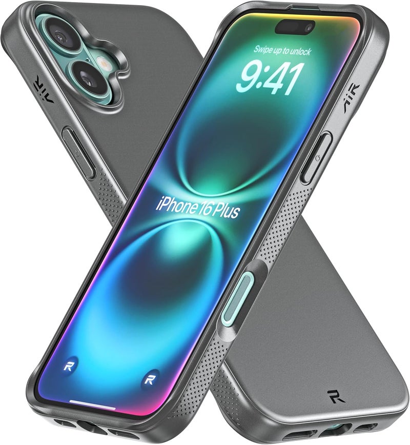 Rebel Air Case for iPhone 16 Plus [Air² Series] Compatible With MagSafe, Strong Magnets, Grippy Sides, Slim & Lightweight TPU Cover, Protective Corners, Raised Lens Ring, 6.7-in 16+ Phone 2024 (Black) - Image 1