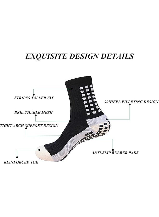 1 Pair Grip Soccer Socks, 1 Pair Soccer Sleeve Socks with 1 Pack Shin Guards and 2 Shin Straps, Football Game Set 6 Pcs - Image 2