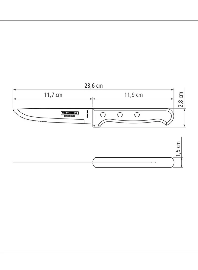 TRAMONTINA Tramontina Jumbo 5 Inches Steak Knife with Stainless Steel Blade and Red Dishwasher Safe Polywood Handle