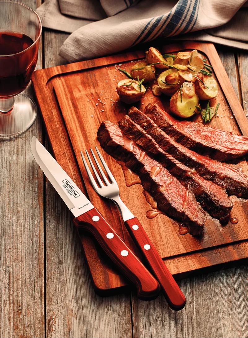 TRAMONTINA Tramontina Jumbo 5 Inches Steak Knife with Stainless Steel Blade and Red Dishwasher Safe Polywood Handle