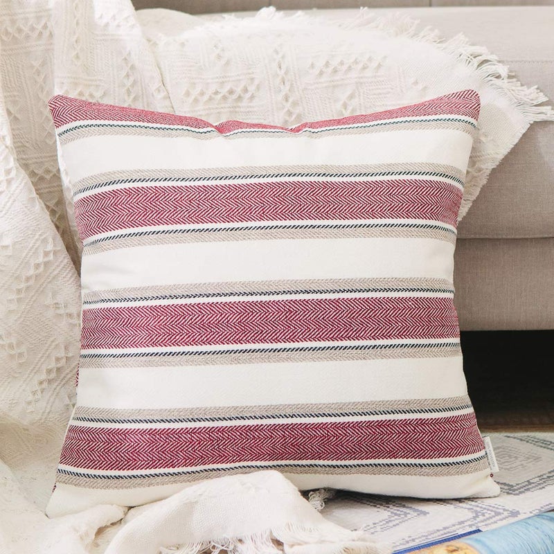 Natus Weaver Multicolor Stripe Euro Pillow Case Linen Linen Square Disporative Coushion Cover Cover Cover Cover Cover With With Hidden Shipper for Bed 26 "X 26" " - Image 1