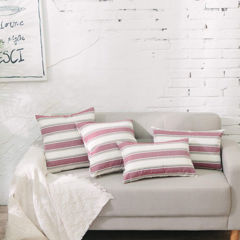 Natus Weaver Multicolor Stripe Euro Pillow Case Linen Linen Square Disporative Coushion Cover Cover Cover Cover Cover With With Hidden Shipper for Bed 26 "X 26" " - Image 5