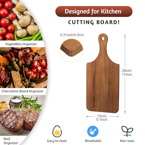 Zubebe 12 Pcs Bulk Wood Cutting Board with Handle Cutting Board for Laser Engraving 11 x 5 Acacia Serving Trays Charcuterie Trays for Customized Wedding Housewarming Mom Christmas Gift Party Favor - Image 3