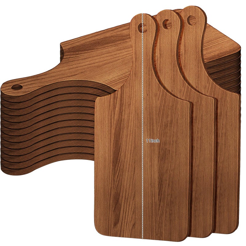 Zubebe 12 Pcs Bulk Wood Cutting Board with Handle Cutting Board for Laser Engraving 11 x 5 Acacia Serving Trays Charcuterie Trays for Customized Wedding Housewarming Mom Christmas Gift Party Favor - Image 2