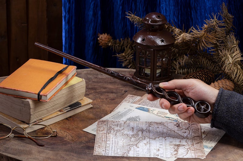 Handicraftviet Hand Carved Wood Magic Wizard Wand/Witch Wand Real Wood/Wooden Wands 15 inch for Wizards/Magical Gift for Halloween, Christmas and Birthday Party/Wooden Wand Star (S5) - Image 2