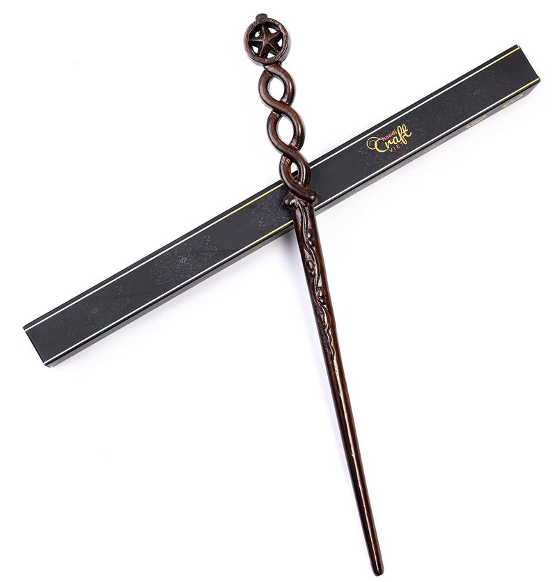 Handicraftviet Hand Carved Wood Magic Wizard Wand/Witch Wand Real Wood/Wooden Wands 15 inch for Wizards/Magical Gift for Halloween, Christmas and Birthday Party/Wooden Wand Star (S5) - Image 1