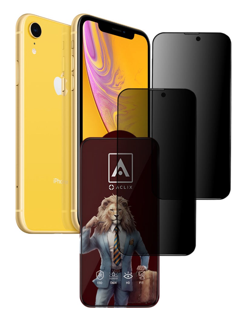 ACLIX 2 Pieces Antistatic ESD Dustproof Premium Quality High Definition Anti-Spy Privacy Tempered Glass Screen Protector Designed For  iPhone XR - Image 1