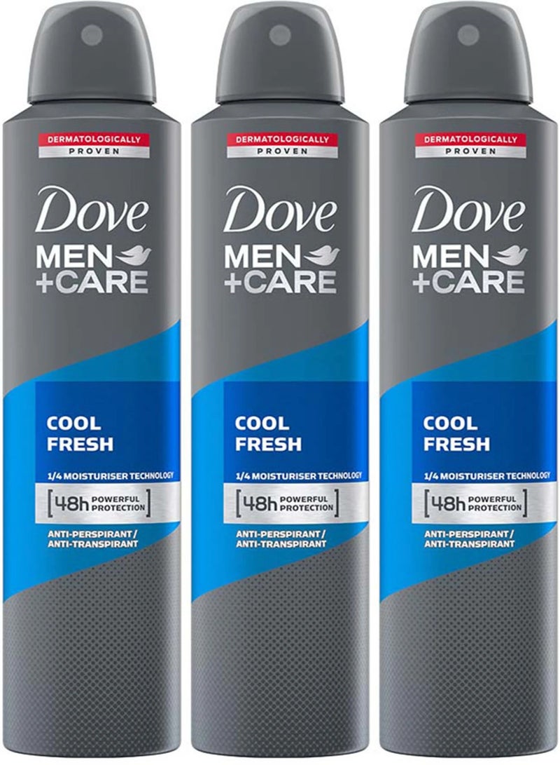 Dove Men+Care Cool Fresh Antiperspirant Deodorant Spray 3 x 250ml - Image 1