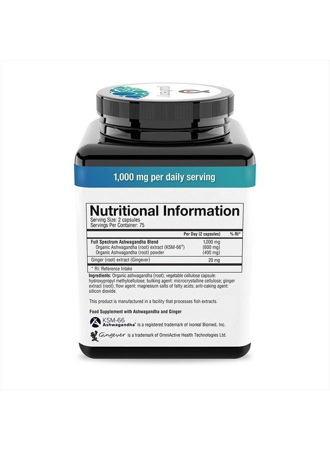 Organic KSM-66 Ashwagandha Vegetarian Supplements 150 Capsules, 1000mg per Daily Serving,Help Support A Healthy Stress Response - Image 4