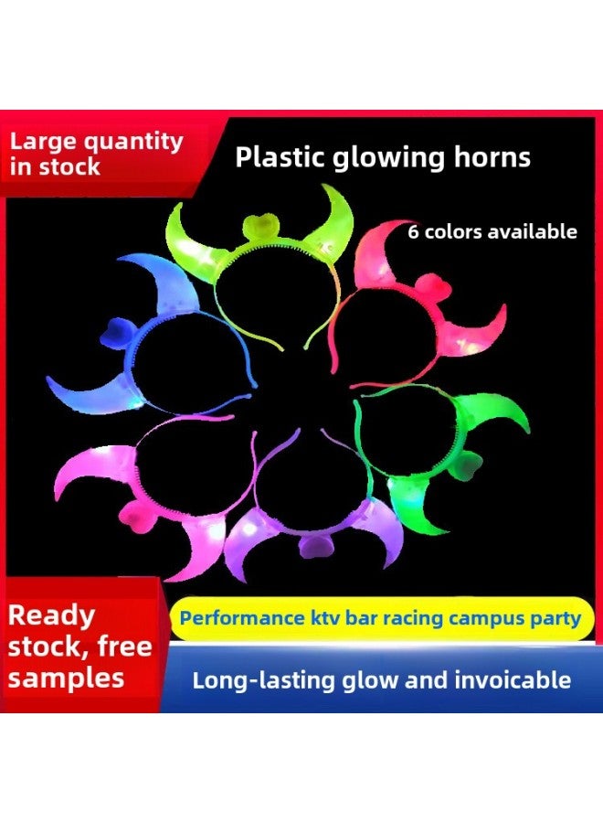 Luminous Horn/headband Horn Lamp Luminous Wreath Headdress Luminous Horn Headband Concert Supplies Wholesale-Color:10 Lamp Crown Headband - Image 2