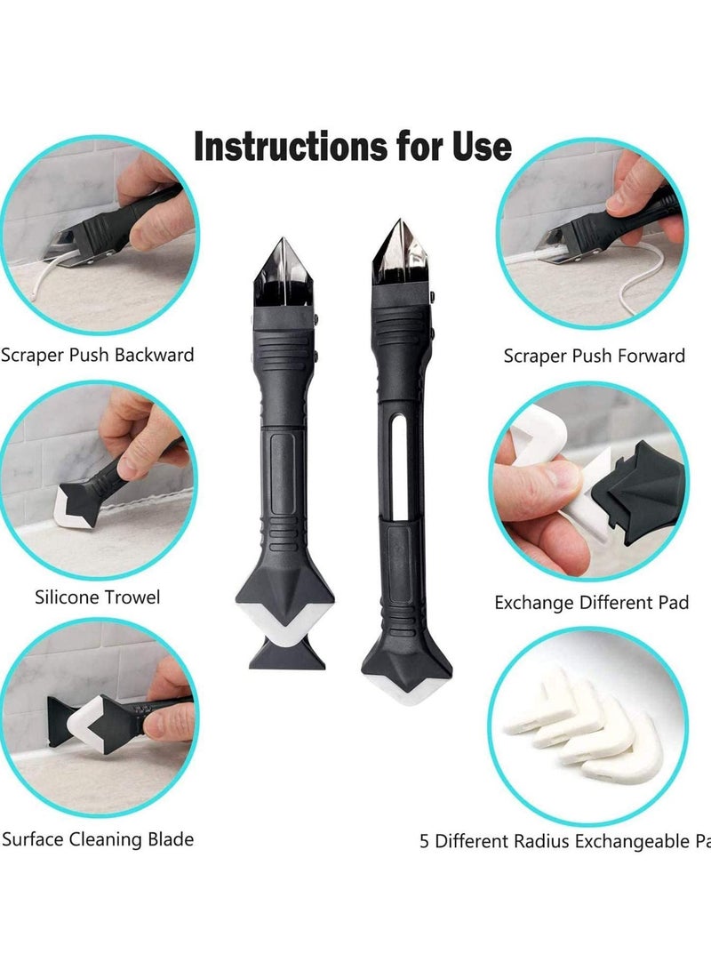 SYOSI caulking tool, caulk remover, 5 in 1 caulk tool kit, silicone caulk and plastic Scraper for Kitchen, Bathroom, Window and Sink Joint blue - Image 5