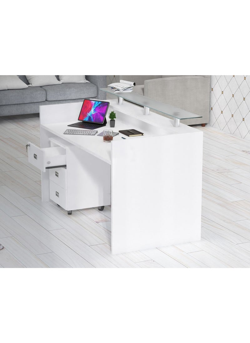 Mahmayi - Mahmayi Harrera R06-14 Modern Reception Desk White - Image 1
