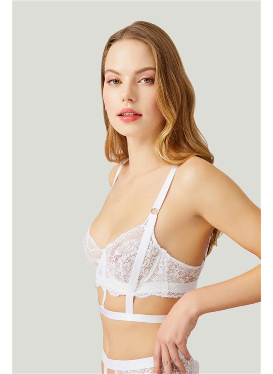 COTTONHILL طقم حمالة صدر نسائية شفافة قابلة للتعديل من COTTONHILL باللون الكريمي من الدانتيل  - Image 3