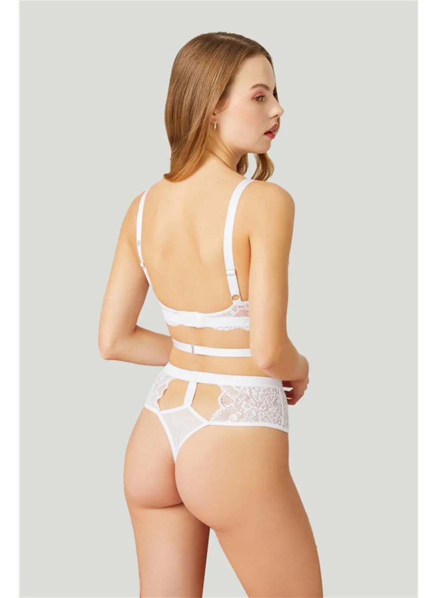 كوتن هيل Cream Lace Adjustable Transparent Women's Bra Set