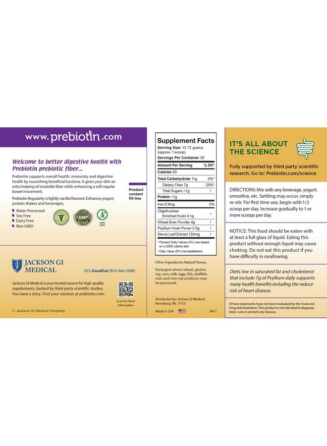 Prebiotin Prebiotin Prebiotic Regularity - 14.52 oz - 30 Servings - Supports Digestive Health & Bowel Regularity - Balances Gut Microbiome, Boosts Your Own Probiotics & Promotes Soft Stool  - Image 2