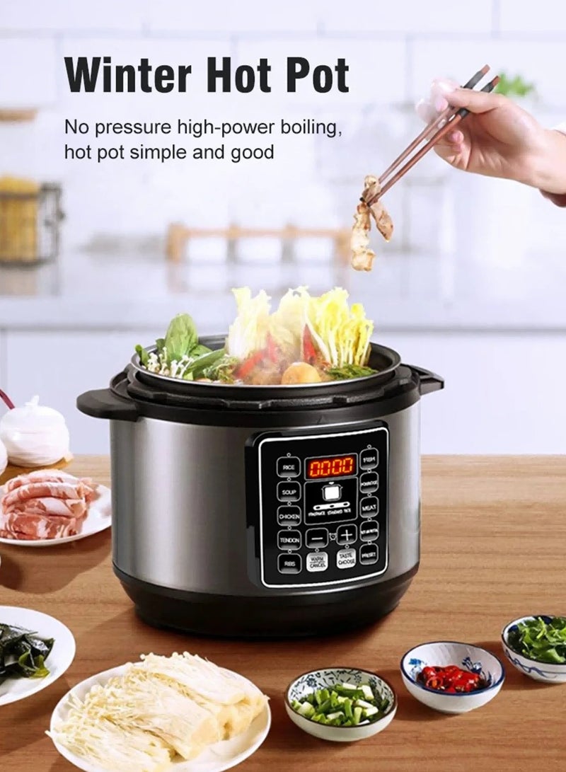 SILVER CREST 10 In 1 Electric Pressure Cooker Instant Programmable Smart Pot 1050 Watts Rice Cooker, 6 Liters, 10 Smart Programs Black MES6817 - Image 3