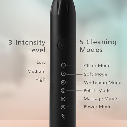 CARE CUB X-3 Sonic Electric Toothbrush, IPX7 Waterproof, Powerful Rechargeable with Replaceable Heads, 6 Cleaning Modes, Advanced Gum Care & Plaque Removal - Black, kid, Youth, Adults, 1 Count - Image 5