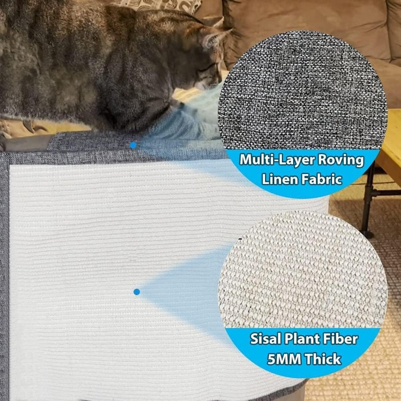 Mofish Large Cat Scratcher Couch Protector, All Inclusive Cat Anti-Scratch Pad, Natural Sisal Furniture Prevent From Cats - Corner Cat Scratcher for Sofas, Chairs (Light grey left) - Image 4
