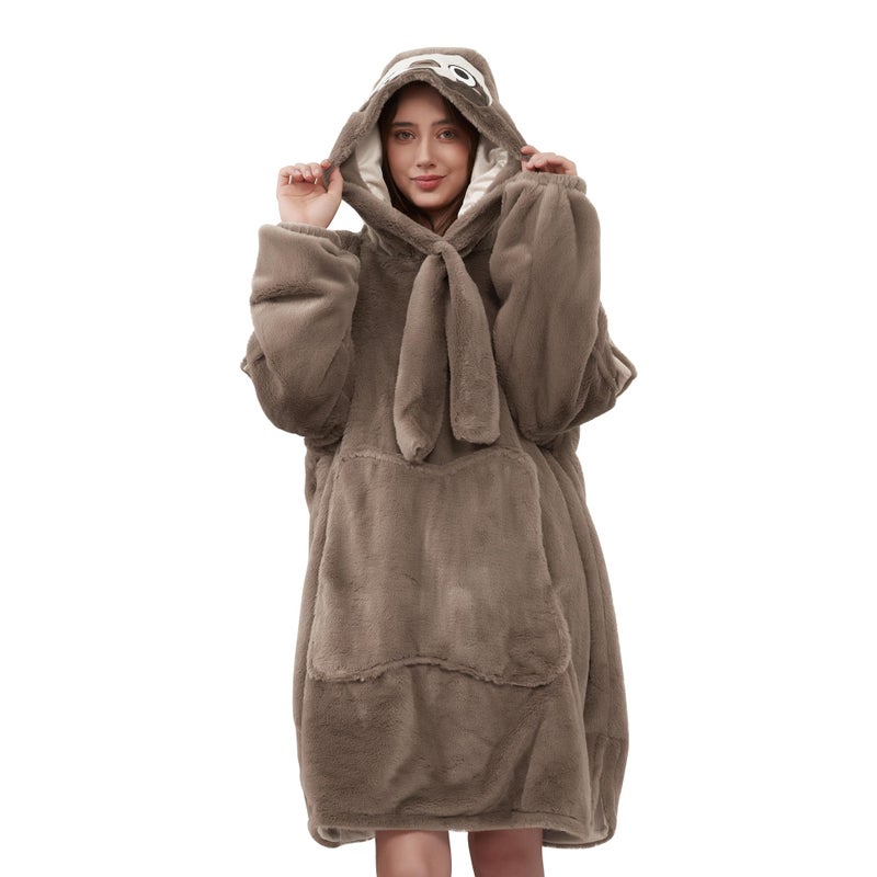 Viviland Viviland Blanket Hoodie Oversized Sweatshirt Super Soft Warm Comfortable Giant Pullover with Large Front Pocket Gifts for Women Men Teenagers Sloth  - Image 1